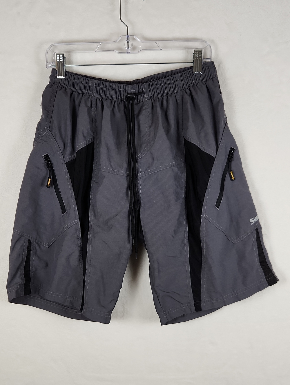 Santic Men's 4D Padded Bicycle Cycling Shorts Breathable Black and Gray Size L